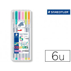 ROTULADOR STAEDTLER TRIPLUS FINELINER MY PASTEL ESTUCHE DE 6 UNIDADES COLORES SURTIDOS