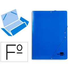 CARPETA LIDERPAPEL GOMAS FOLIO 3 SOLAPAS CARTON PLASTIFICADO COLOR AZUL