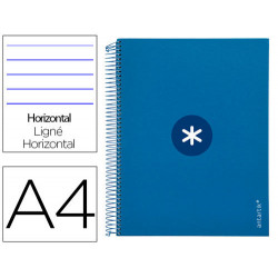 CUADERNO ESPIRAL A4 MICRO ANTARTIK TAPA FORRADA 120H 90 GR HORIZONTAL 5 BANDAS 4 TALADROS COLOR AZUL