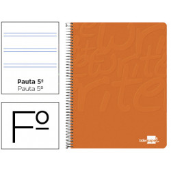 CUADERNO ESPIRAL LIDERPAPEL FOLIO WRITE TAPA BLANDA 80H 60GR PAUTA 2,5 MM CON MARGEN COLOR NARANJA