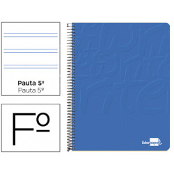 CUADERNO ESPIRAL LIDERPAPEL FOLIO WRITE TAPA BLANDA 80H 60GR PAUTA 2,5 MM CON MARGEN COLOR AZUL