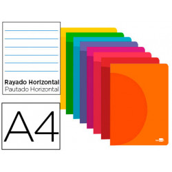 LIBRETA LIDERPAPEL 360 TAPA DE PLASTICO A4 48 HOJAS 90G/M2 HORIZONTAL CON MARGEN COLORES SURTIDOS