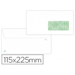 SOBRE LIDERPAPEL BLANCO 115X225 MM VENTANA DERECHA SOLAPA TIRA SILICONA RECICLADO 90 GR CAJA DE 500 