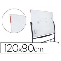 PIZARRA BLANCA ROCADA LACADA MAGNETICA CON SOPORTE VOLTEABLE DOBLE CARA 90X120 CM