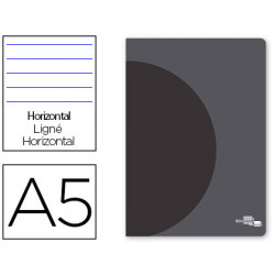 LIBRETA LIDERPAPEL 360 TAPA DE PLASTICO A5 48 HOJAS 90G/M2 HORIZONTAL CON DOBLE MARGEN TAPA NEGRA