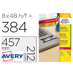 ETIQUETA ADHESIVA RESISTENTE AVERY POLIESTER PLATA 45,7X21,2 MM LASER PACK DE 8 UNIDADES