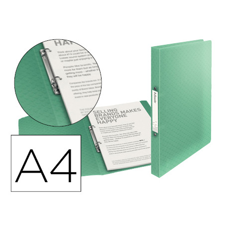 CARPETA ESSELTE 2 ANILLAS 25 MM DIN A4 COLOUR ICE POLIPROPILENO COLOR VERDE