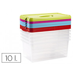 CAJA MULTIUSOS PLASTICO 10 L NUMERO 24 TAPA DE COLOR CON ASA 385X230X175 MM