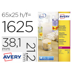 ETIQUETA ADHESIVA AVERY TAMAÑO 38,1X21,2 MM REMOVIBLE AMARILLO FLUORESCENTE CAJA DE 1625 UNIDADES