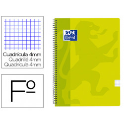 CUADERNO ESPIRAL OXFORD SCHOOL CLASSIC TAPA POLIPROPILENO FOLIO 80 HOJAS CUADRO 4 MM CON MARGEN LIMA