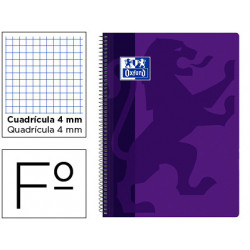 CUADERNO ESPIRAL OXFORD SCHOOL CLASSIC TAPA POLIPROPILENO FOLIO 80 HOJAS CUADRO 4 MM CON MARGEN