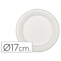 PLATO DE FIBRA NATURAL NUPIK BIODEGRADABLE BLANCO 17 CM DE DIAMETRO APTO MICROONDAS PAQUETE DE 50 UN