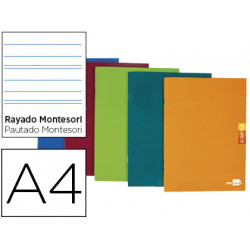 LIBRETA LIDERPAPEL SCRIPTUS A4 48 HOJAS 90G/M2 RAYADO MONTESSORI 5MM CON MARGEN COLORES SURTIDOS