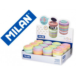 SACAPUNTAS MILAN 2 USOS CON DEPOSITO FAIRY TALE EXPOSITOR DE 12 UNIDADES COLORES SURTIDOS