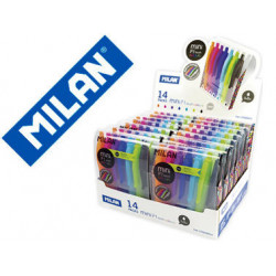 BOLIGRAFO MILAN P1 RETRACTIL 1 MM TOUCH MINI ESTUCHE DE 7 UNIDADES COLORES SURTIDOS EXPOSITOR DE 14 