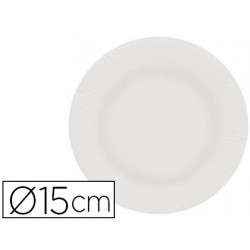 PLATO PAPEL RECICLABLE BLANCO 15 CM PAQUETE 100 UNIDADES