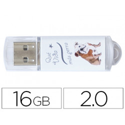 MEMORIA USB TECHONETECH FLASH DRIVE 16 GB 2.0 QUE VIDA MAS PERRA