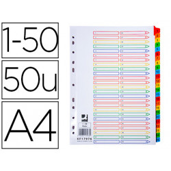 SEPARADOR NUMERICO Q-CONNECT CARTON 1-50 JUEGO DE 50 SEPARADORES DIN A4 MULTITALADRO