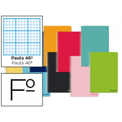 CUADERNO ESPIRAL LIDERPAPEL FOLIO WITTY TAPA DURA 80H 75GR RAYADO N 46 COLORES SURTIDOS