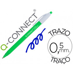 BOLIGRAFO Q-CONNECT RETRACTIL KF14625 BIODEGRADABLE VERDE TINTA AZUL