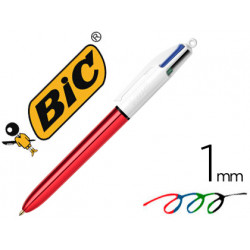 BOLIGRAFO BIC CUATRO COLORES SHINE ROJO PUNTA DE 1 MM