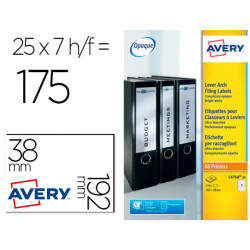 ETIQUETA ADHESIVA AVERY PERMANENTE BLANCA 38X192 MM PARA LOMO ARCHIVADOR LASER CAJA DE 175 UNIDADES