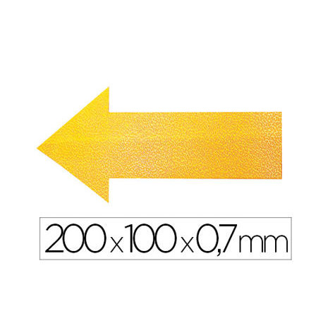 SIMBOLO ADHESIVO DURABLE PVC FORMA DE FLECHA PARA DELIMITACION SUELO AMARILLO 200X100X0,7 MM PACK DE