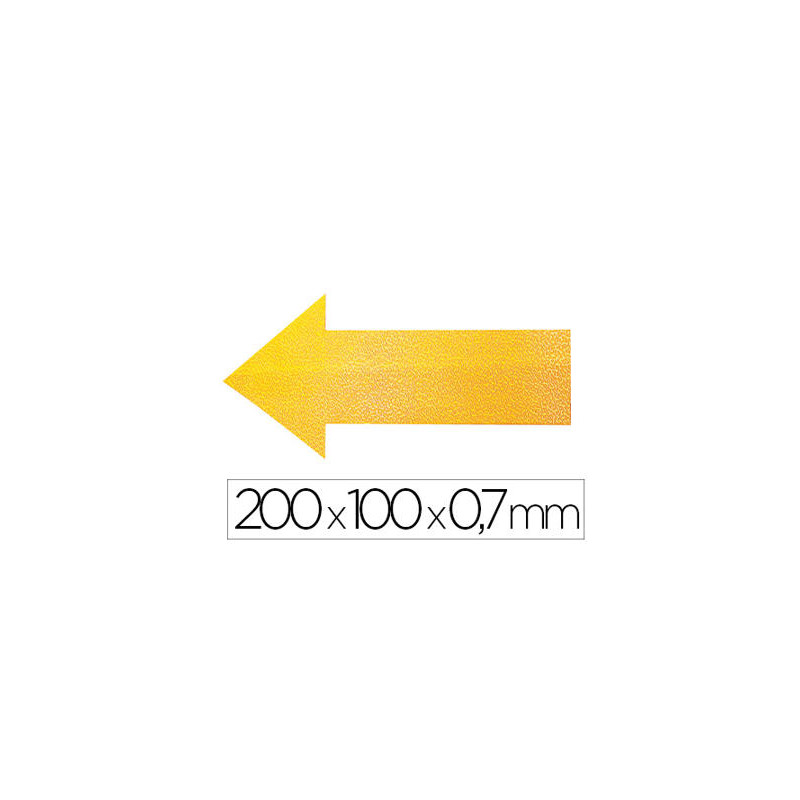 SIMBOLO ADHESIVO DURABLE PVC FORMA DE FLECHA PARA DELIMITACION SUELO AMARILLO 200X100X0,7 MM PACK DE