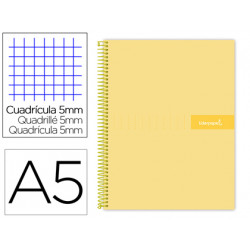 CUADERNO ESPIRAL LIDERPAPEL A5 MICRO CRAFTY TAPA FORRADA 120H 90 GR CUADRO 5MM 5 BANDAS6 TALADROS CO