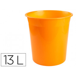 PAPELERA PLASTICO Q-CONNECT NARANJA TRANSLUCIDO 13 LITROS 275X285 MM