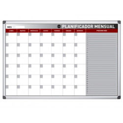 PLANNING MAGNETICO BI-OFFICE MENSUAL LACADO MARCO ALUMINIO ROTULABLE 60X45 CM