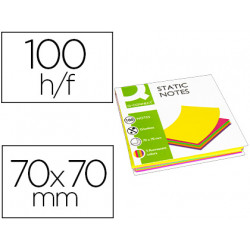 BLOC DE NOTAS ELECTROSTATICAS QUITA Y PON Q-CONNECT 70X70 MM 100 HOJAS 5 COLORES FLUORESCENTES