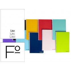 CUADERNO ESPIRAL LIDERPAPEL FOLIO SMART TAPA BLANDA 80H 60GR LISO SIN MARGEN COLORES SURTIDOS