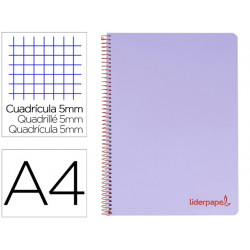 CUADERNO ESPIRAL LIDERPAPEL A4 MICRO WONDER TAPA PLASTICO 120H 90 GR CUADRO 5 MM 5 BANDA4 TALADROS C