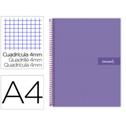 CUADERNO ESPIRAL LIDERPAPEL A4 CRAFTY TAPA FORRADA 80H 90 GR CUADRO 4MM CON MARGEN COLOR VIOLETA