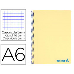 CUADERNO ESPIRAL LIDERPAPEL A6 MICRO WONDER TAPA PLASTICO 120H 90 GR CUADRO 5MM 4 BANDAS COLOR AMARI