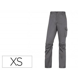 PANTALON DE TRABAJO DELTAPLUS CINTURA ELASTICA 5 BOLSILLOS COLOR GRIS / NEGRO TALLA XS