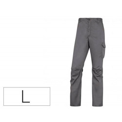 PANTALON DE TRABAJO DELTAPLUS CINTURA ELASTICA 5 BOLSILLOS COLOR GRIS / NEGRO TALLA L