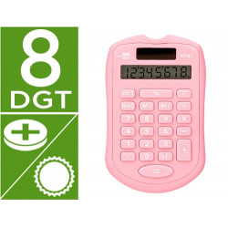 CALCULADORA LIDERPAPEL BOLSILLO XF41 8 DIGITOS SOLAR Y PILAS COLOR ROSA 94X59,5X10,5MM