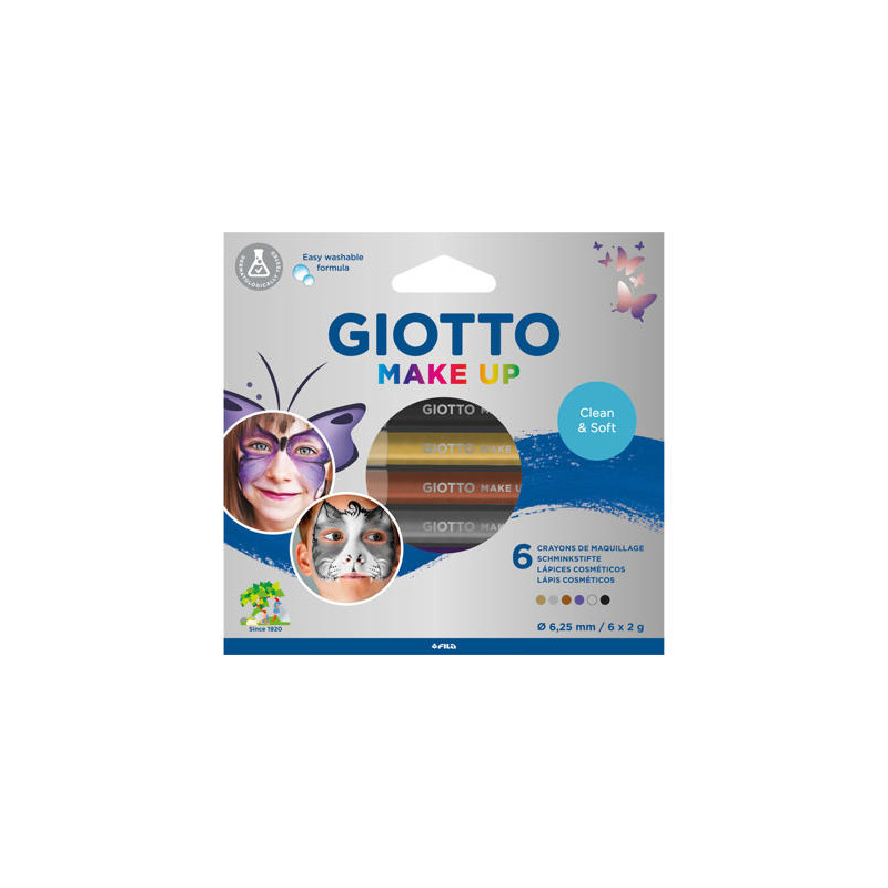 SET GIOTTO MAKE UP 6 LAPICES COSMETICOS COLORES METALICOS