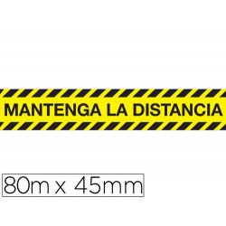 CINTA ADHESIVA DE SEÑALIZACION MANTENGA LA DISTANCIA DE SEGURIDAD PVC 165 MC 450X80 MM