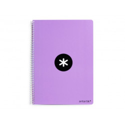 CUADERNO ESPIRAL A4 ANTARTIK TAPA DURA 80H 90GR CUADRO 4MM CON MARGEN COLOR LAVANDA