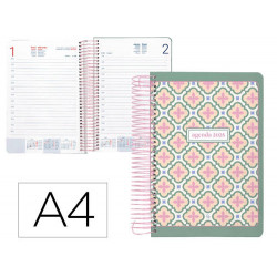 AGENDA ESPIRAL LIDERPAPEL PERISSA A4 2025 DIA PAGINA VERDE PAPEL 80 GR