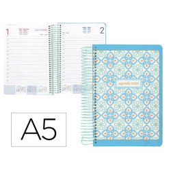 AGENDA ESPIRAL LIDERPAPEL PERISSA A5 2025 DIA PAGINA COLOR AZUL PAPEL 80 GR