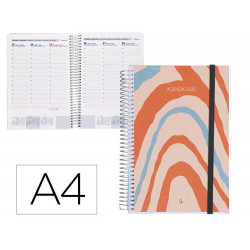 AGENDA ESPIRAL LIDERPAPEL TINOS A4 2025 PERSONALIZABLE SEMANA VISTA PAPEL 70 GR