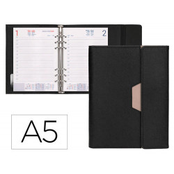 AGENDA ANILLAS LIDERPAPEL NERO A5 2025 DIA PAGINA COLOR NEGRO PAPEL 70 GR