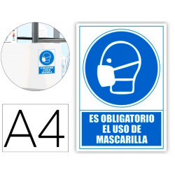 PICTOGRAMA ARCHIVO 2000 OBLIGATORIO EL USO DE MASCARILLA PVC COLOR AZUL 210X297 MM