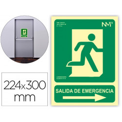 PICTOGRAMA ARCHIVO 2000 SALIDA DE EMERGENCIA DERECHA PVC VERDE LUMINISCENTE 224X300 MM