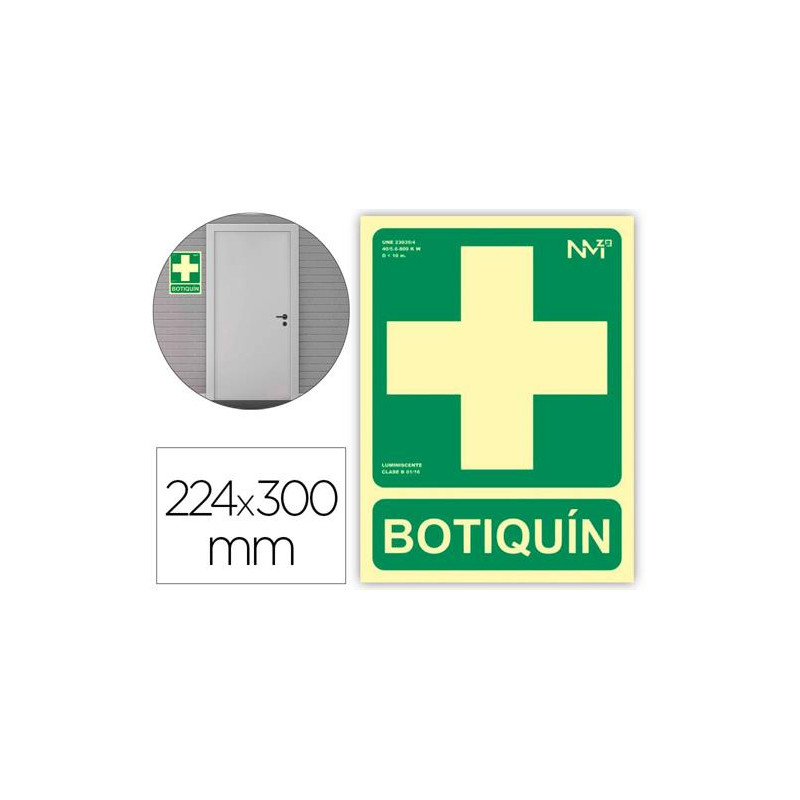 PICTOGRAMA ARCHIVO 2000 BOTIQUIN PVC VERDE LUMINISCENTE 224X300 MM