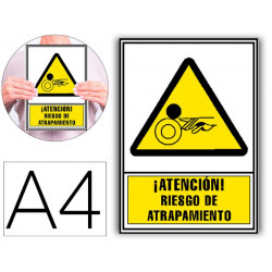 PICTOGRAMA ARCHIVO 2000 ATENCION RIESGO DE ATRAPAMIENTO PVC AMARILLO LUMINISCENTE 210X297 MM